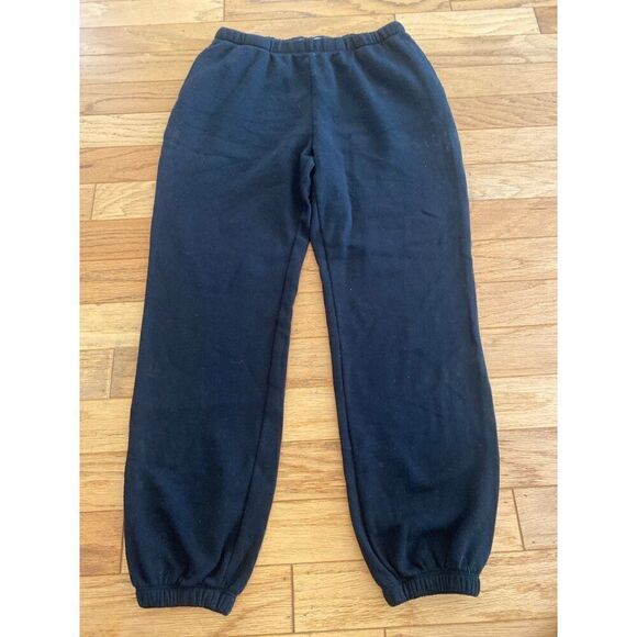 Treasure & Bond women's black fleece elastic waist and ankle pockets pants sz M - Picture 1 of 10